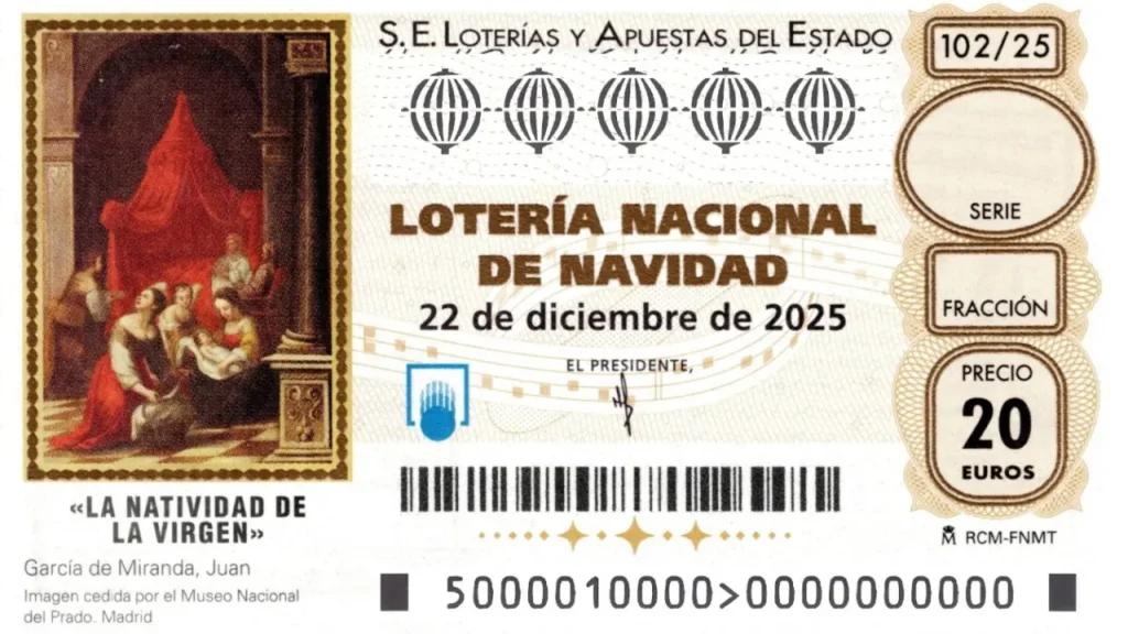 decimo de loteria de navidad décimo de Lotería de Navidad de 2025.LOTERÍAS Y APUESTAS DEL ESTADO